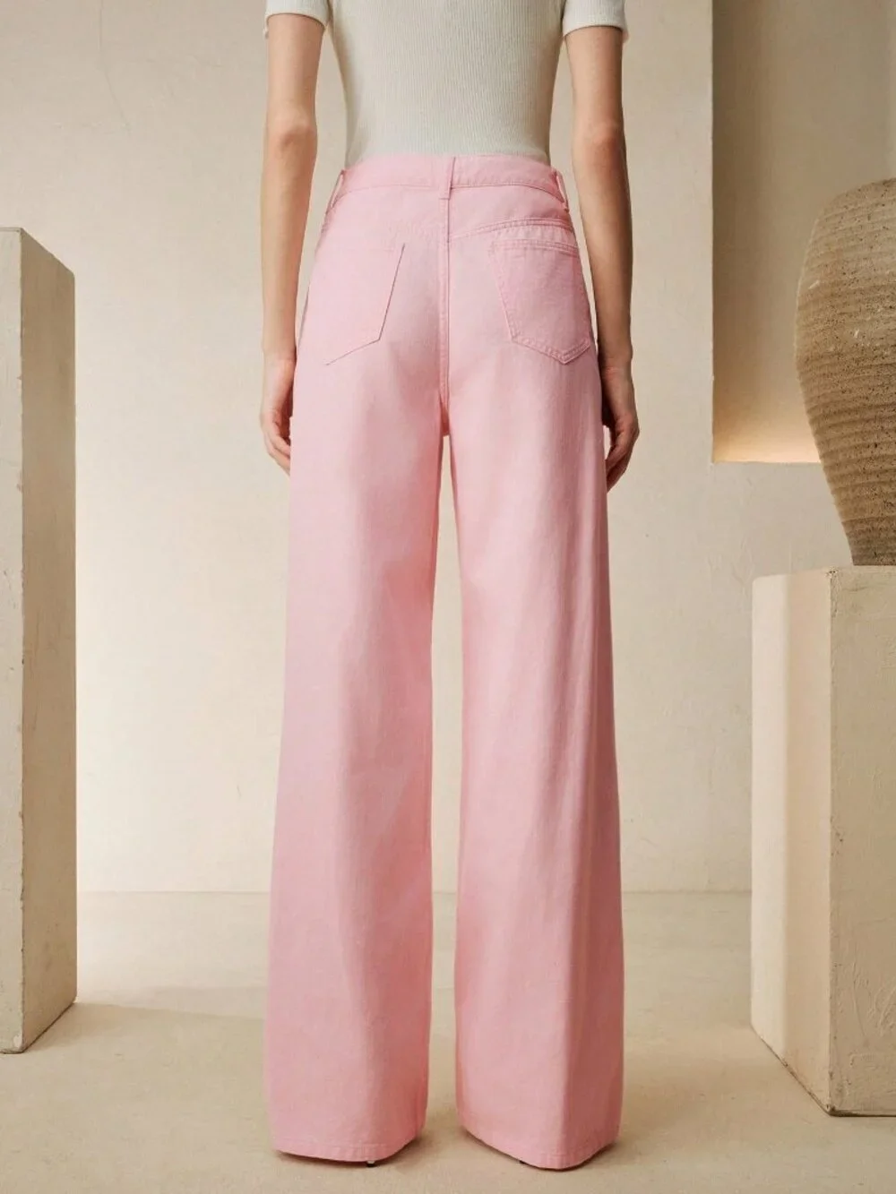 Pink Casual Women's Hollow-Out Embroidered Straight Leg Jeans